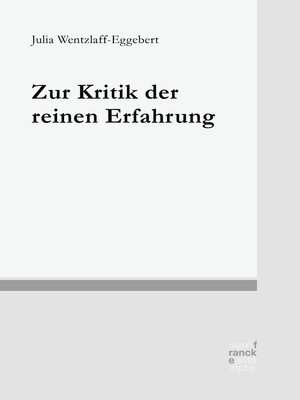 cover image of Zur Kritik der reinen Erfahrung